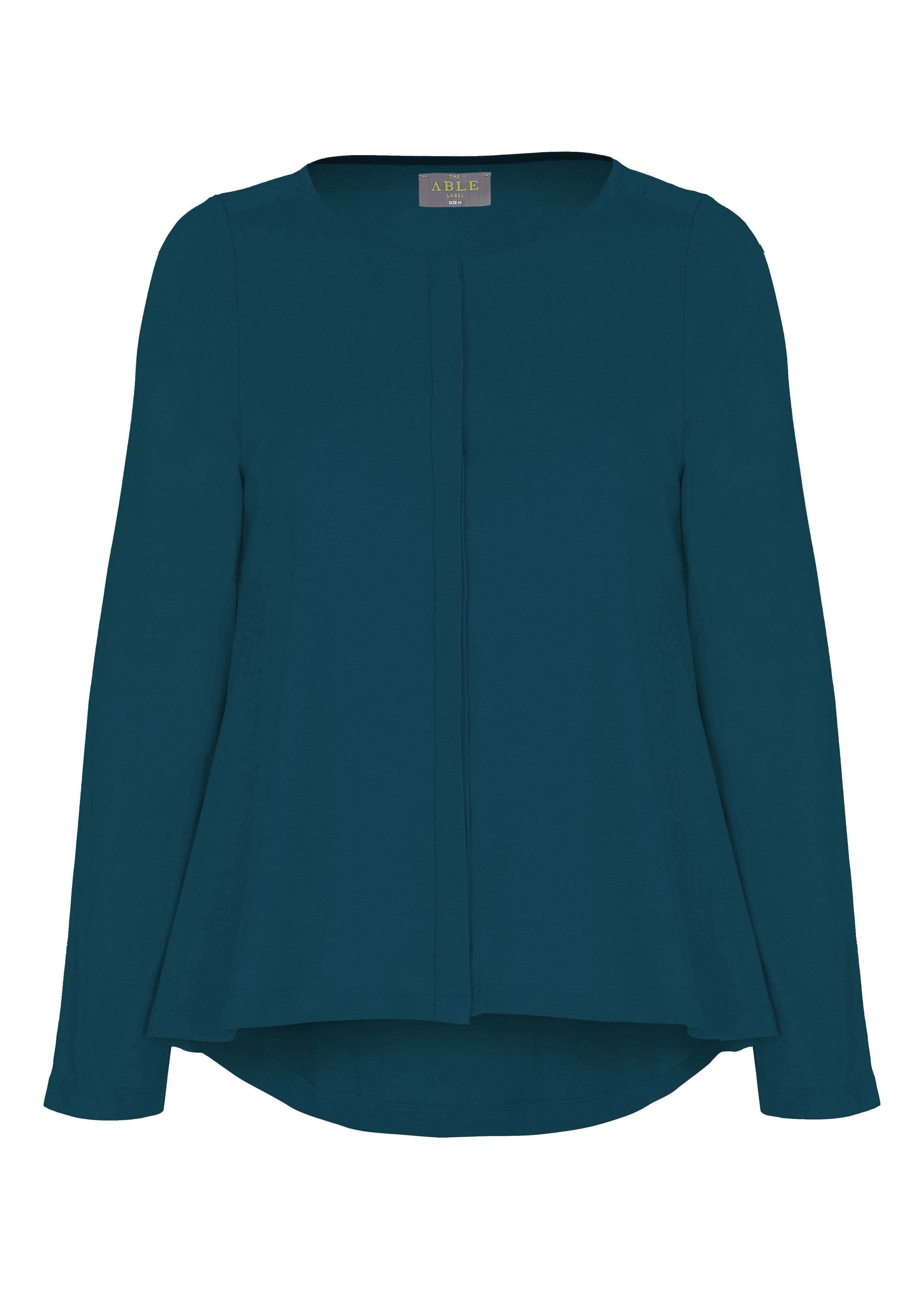 Stella Round Neck Jersey Long Sleeve Velcro Top - Deep Teal
