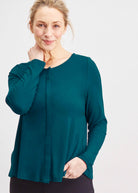 Stella Round Neck Jersey Long Sleeve Velcro Top - Deep Teal