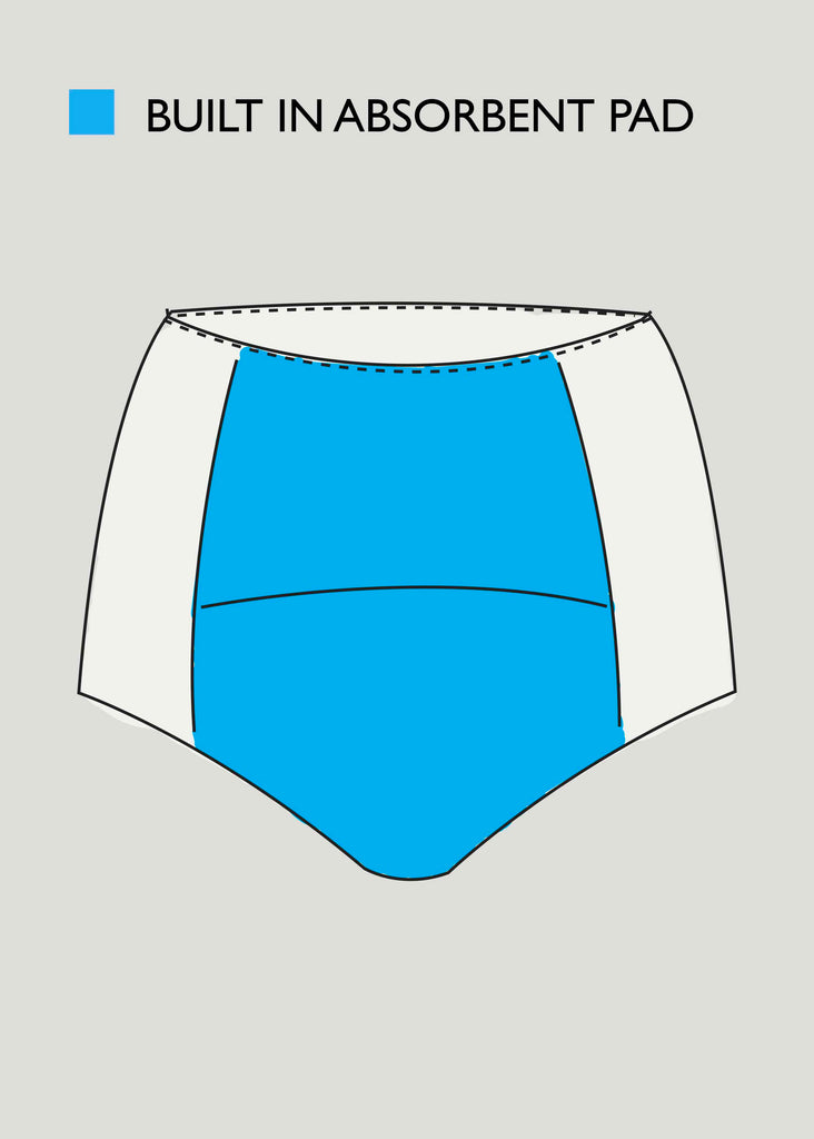 Super Absorbent Washable Full Brief Knickers White Illustration - The Able Label