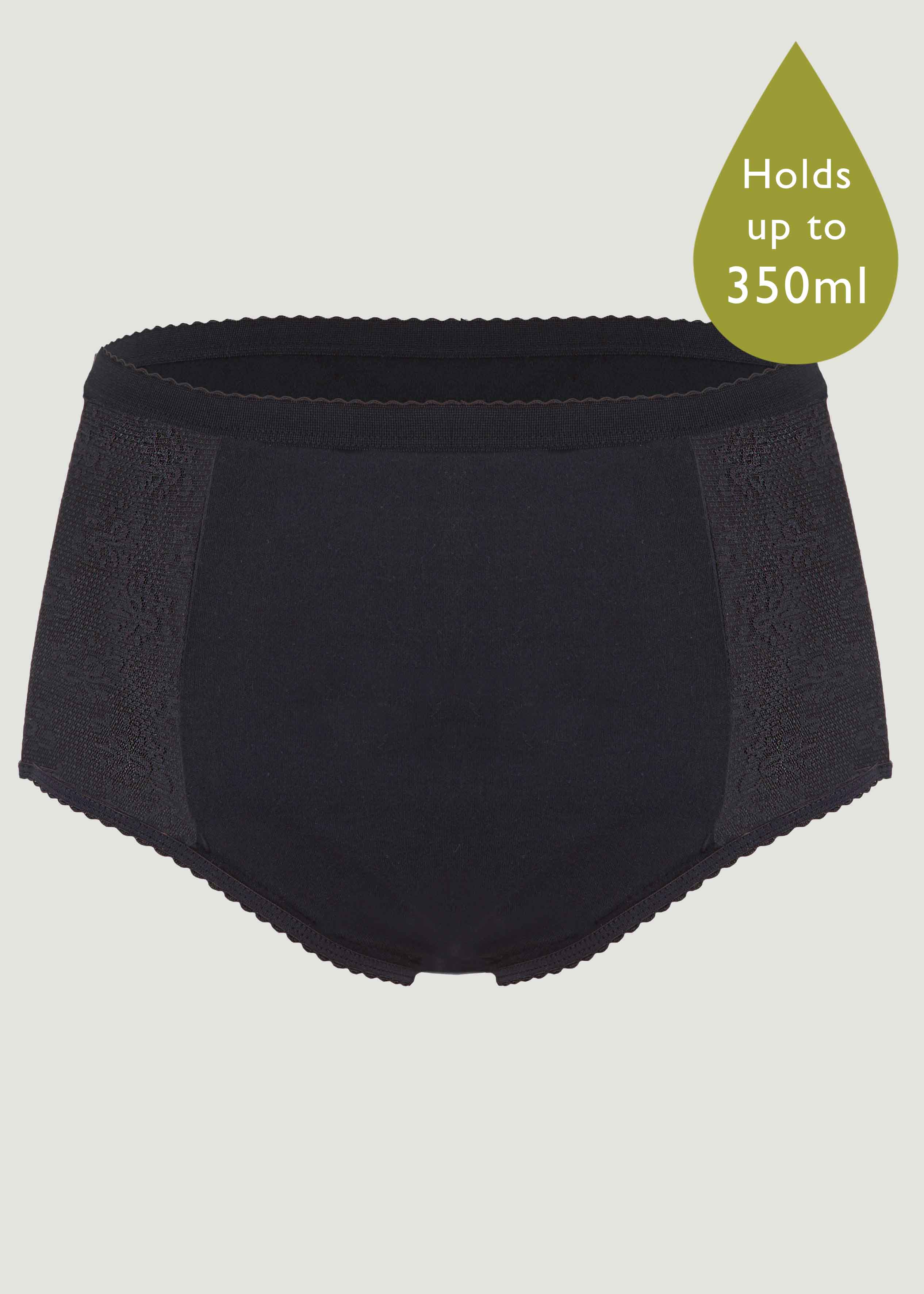 Absorbent Full Brief Knickers, Black, Incontinence Underwear, Washable  Knickers