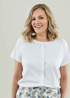 Tabatha White Cotton Short Sleeve Velcro Tee - The Able Label
