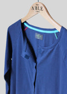 Navy Cotton Jersey Long Sleeve Front Opening Velcro Tee - The Able Label