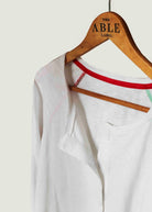 Tabby Tee White Cotton Jersey Long Sleeve Front Opening Velcro Tee - The Able Label