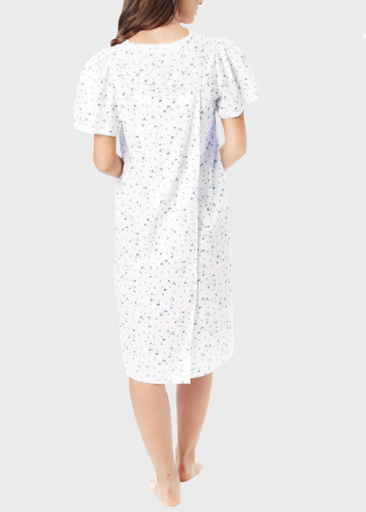 Jade Back Opening Assisted Short Sleeve Nightdresses blue back - The Able Label